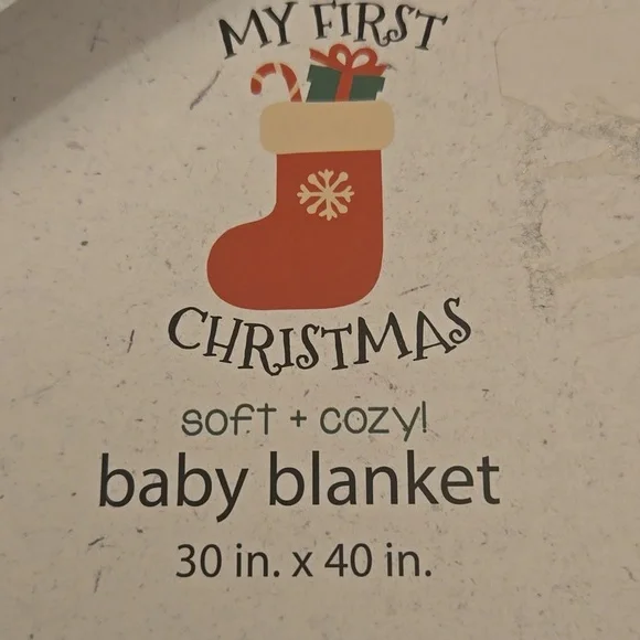 NWT--Baby's First Christmas White Blanket - Picture 3 of 4